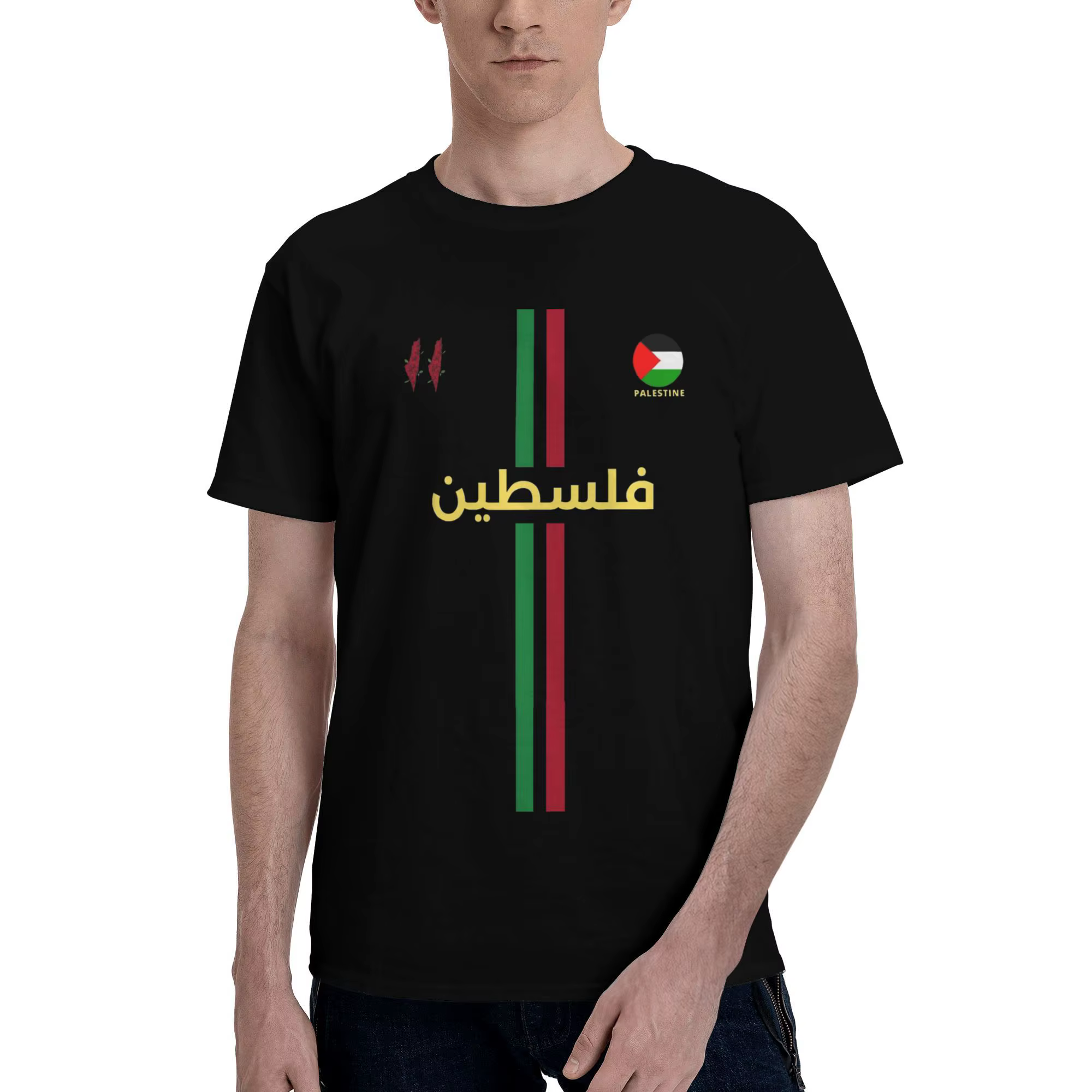 Palestine Football t-shirt été Y2K T-Shirts de base pur coton Hip Hop t-shirt pour hommes à manches 