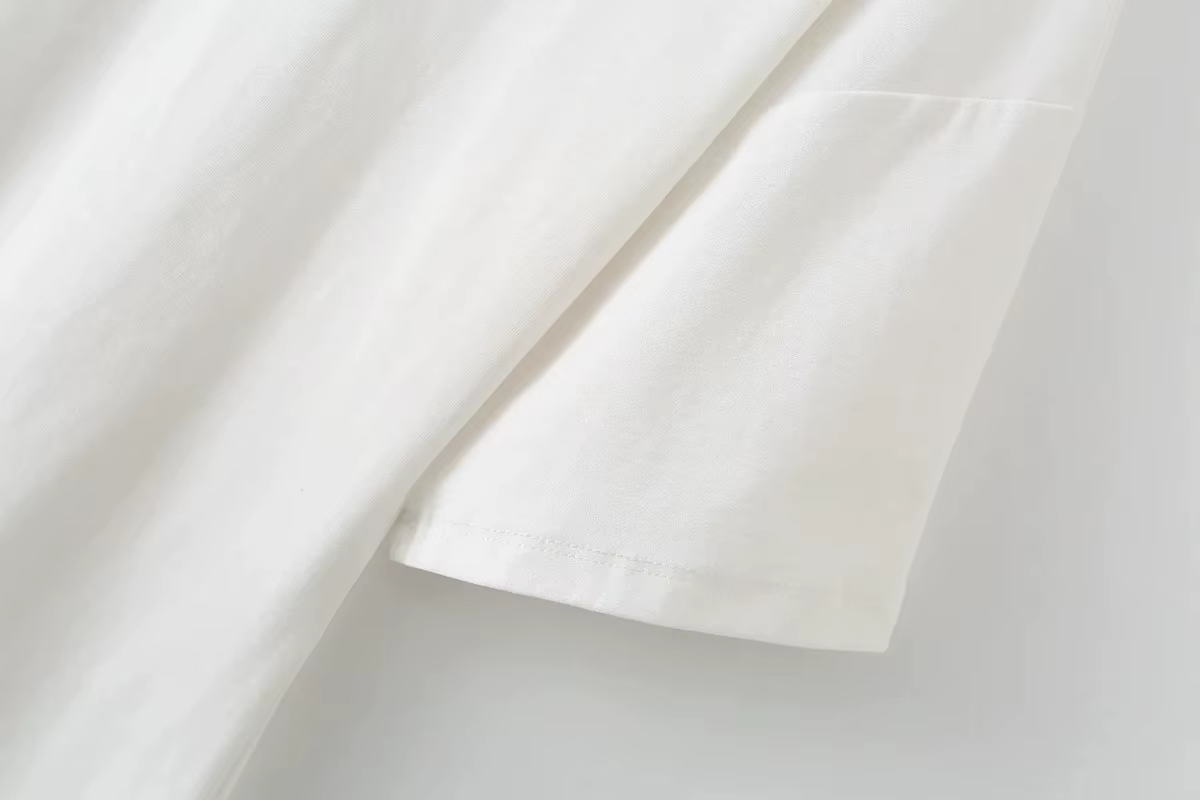 KONDALA Streetwear Chic Décontracté Femme Haut en Dentelle Asymétrique à Manches Courtes Col Rond Te