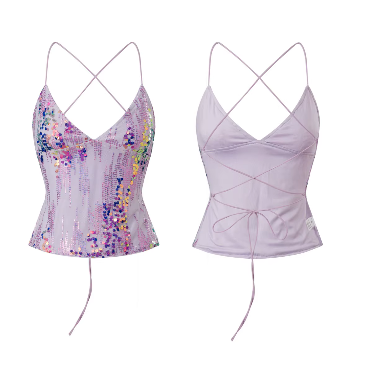 Débardeur à paillettes pour femmes, Camisole d'été à la mode, dos nu, sans manches, bretelles Spaghe