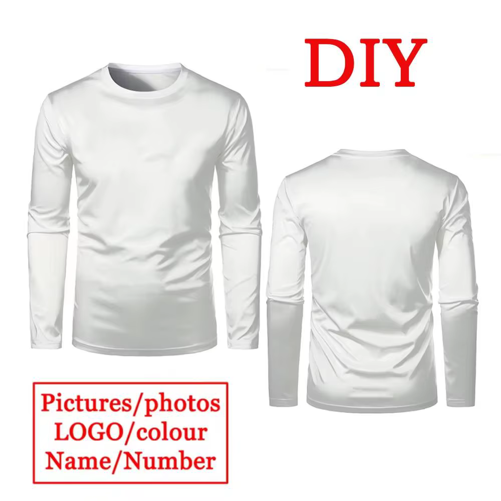 Impression 3D bricolage personnalisé à manches longues T-shirts hommes décontracté respirant séchage
