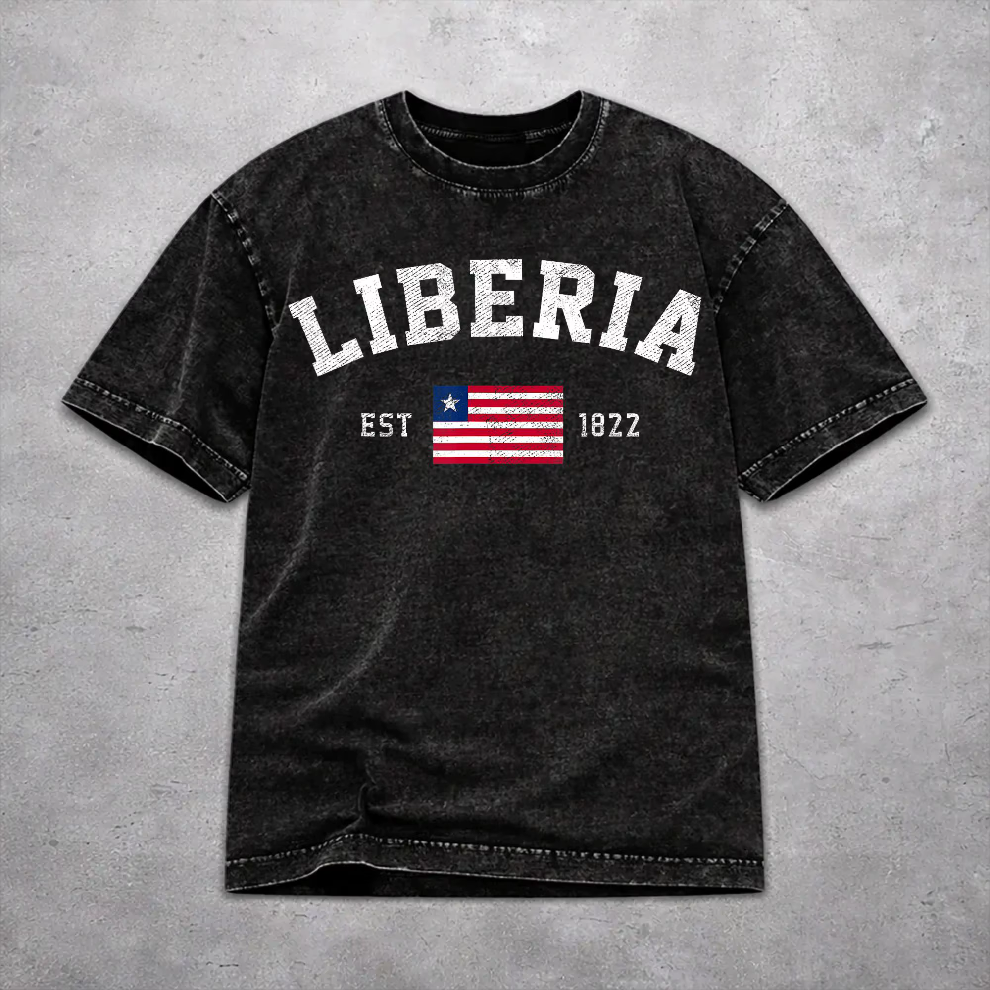 T-shirt délavé pour la Journée de l'Indépendance de la Libéria, mode streetwear pour hommes et femme