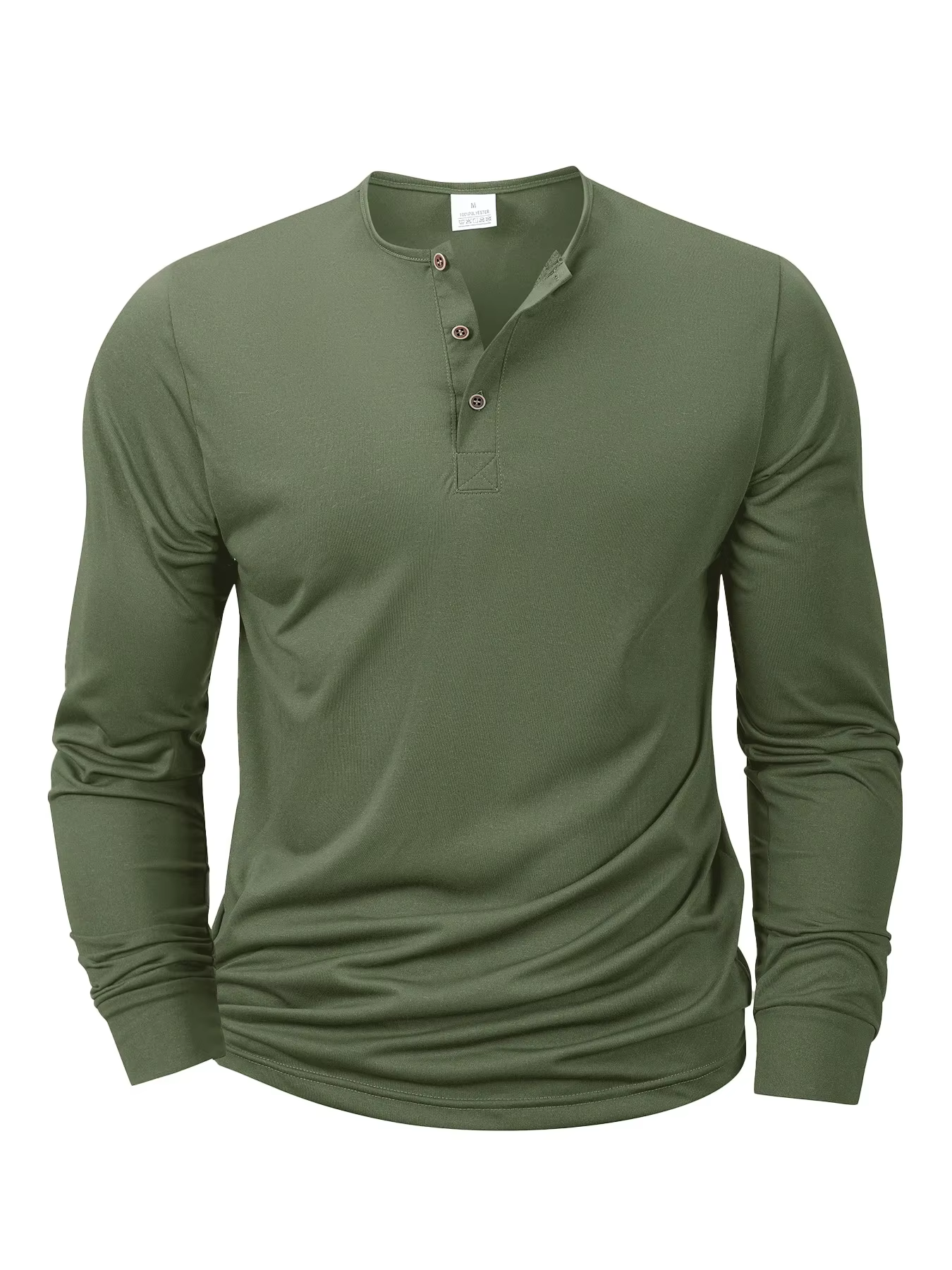 Nouveaux hommes Henley T-shirts à manches longues basique décontracté col de bande T-shirts conforta