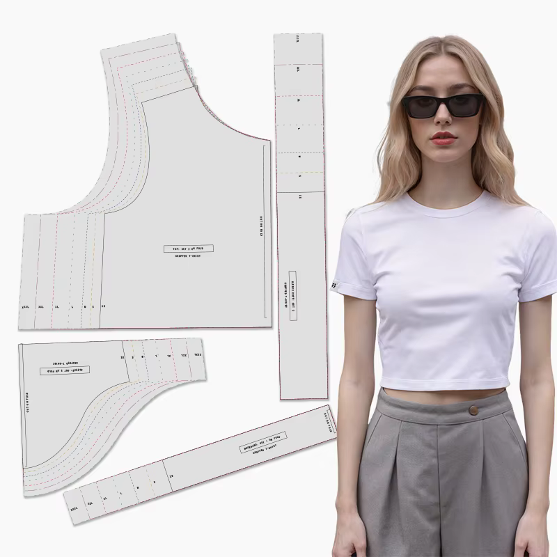 Motifs de couture pour T-shirt femme en 7 tailles (XS-XXXL), kit de couture pour débutant pour vêtem