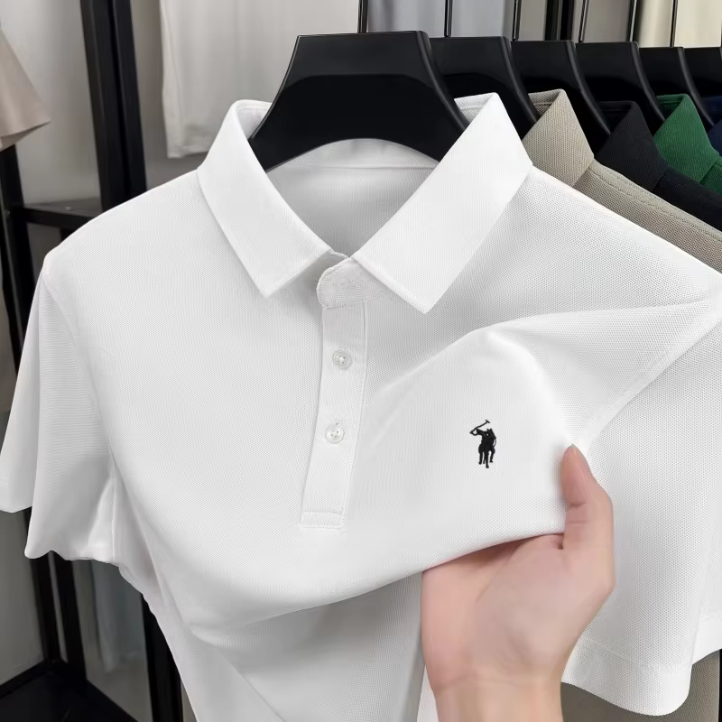 Polo homme de luxe brodé avec un motif de poney, manches courtes, nouveau style business décontracté