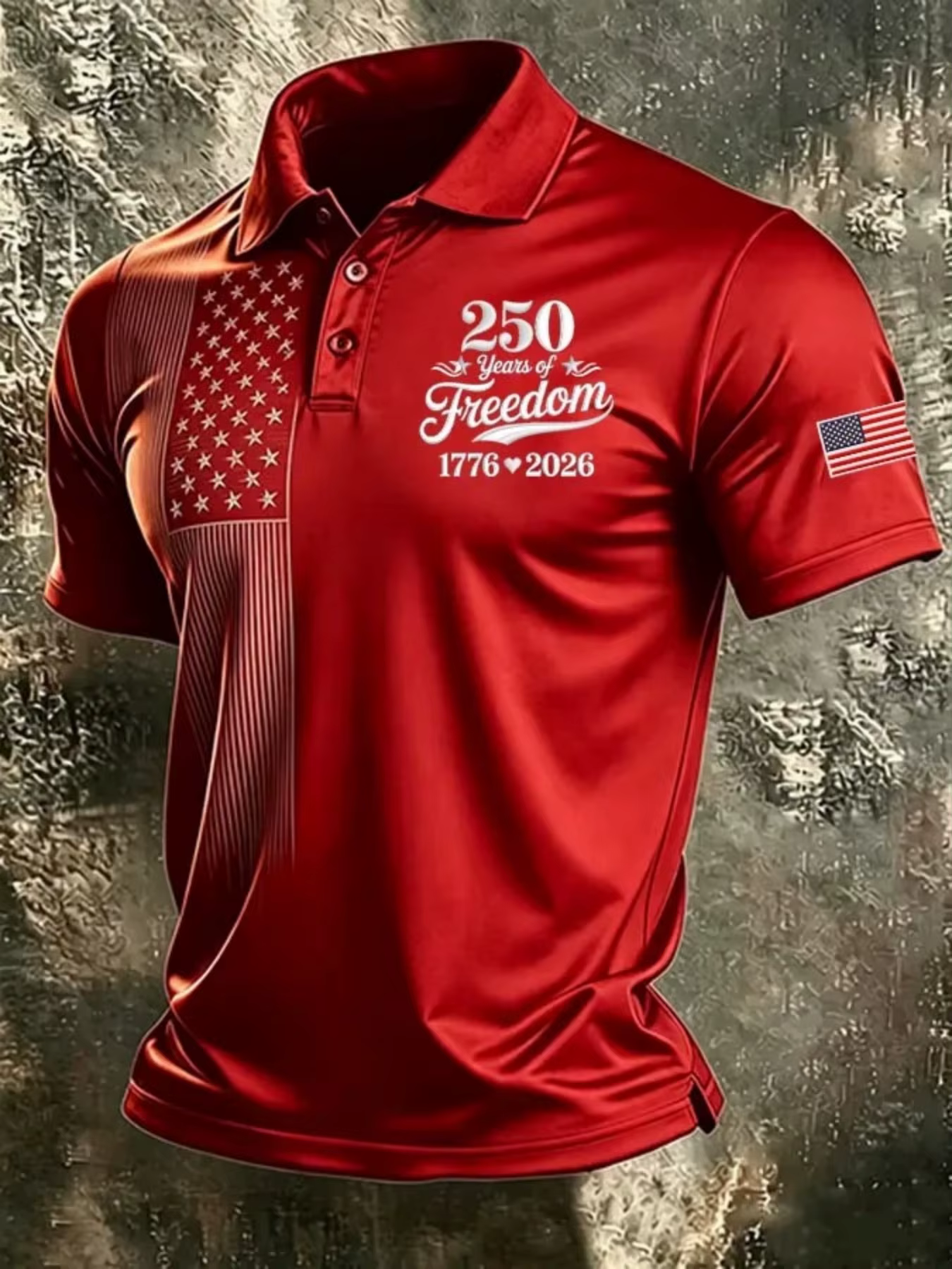 Polo Homme USA 250e Anniversaire Manches Courtes – Chemises Polo Drapeau Américain – Tenue Décontrac