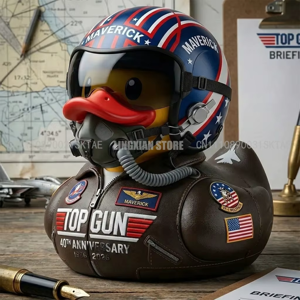 Canard en caoutchouc militaire Top Gun 40e anniversaire Maverick Pilot Duck, jouet de collection pou