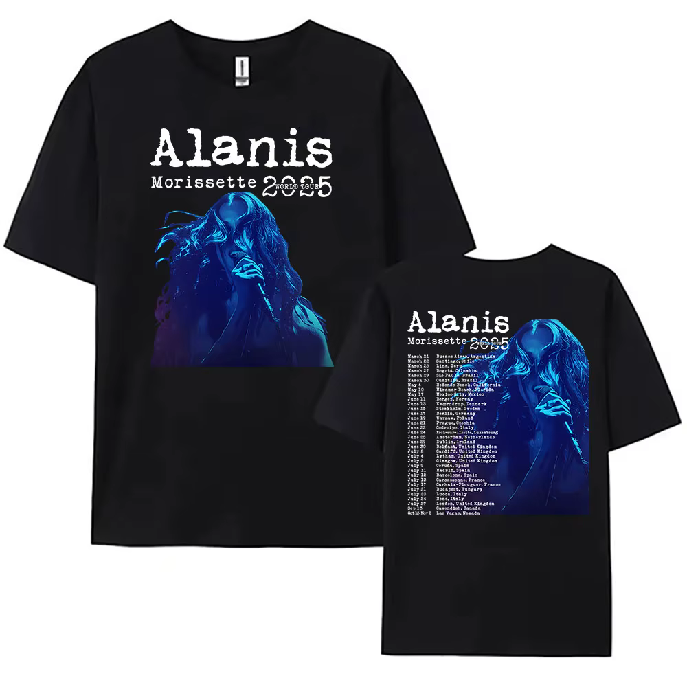 Alanis Morissette 2025 Tour du monde T-shirt à manches courtes col rond femmes/hommes t-shirts Stree