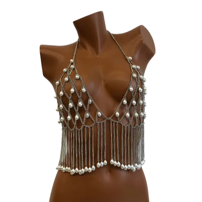Débardeur de plage en perles pour hommes, soutien-gorge Bodychain, Camisole, mode automne 2021, Hall