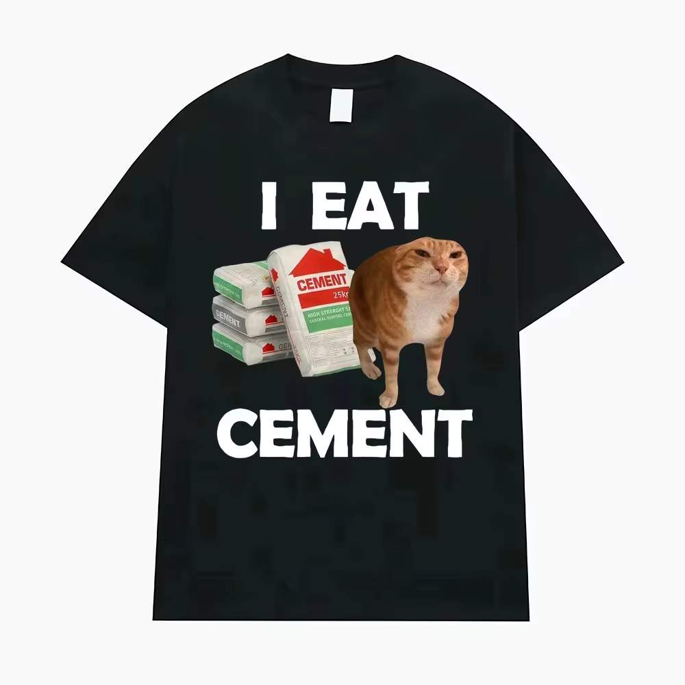 T-shirt humoristique « I Eat Cement Cursed Cat » – T-shirt graphique tendance, décontracté, humorist