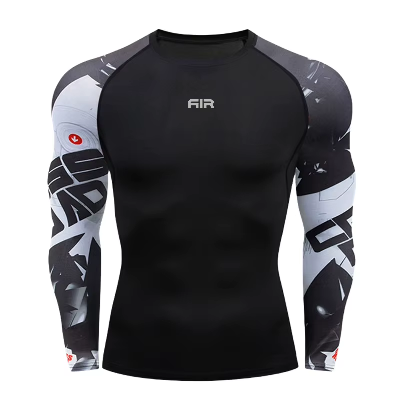 T-shirt de sport pour homme, T-shirt de compression pour homme, Haut de fitness à séchage rapide, Ma