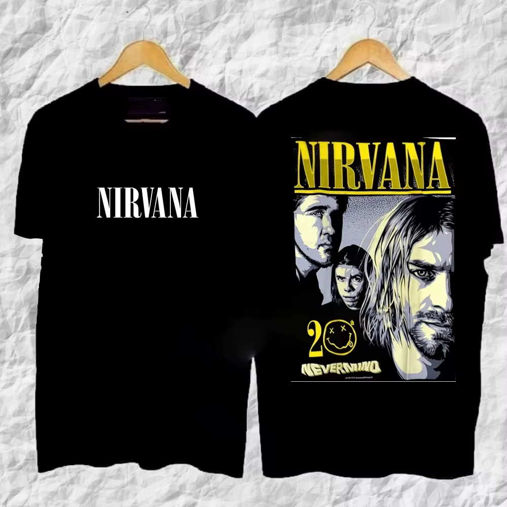 T-shirt unisexe en coton Y2K à col rond et manches courtes, coupe ample, motif album Nevermind du gr