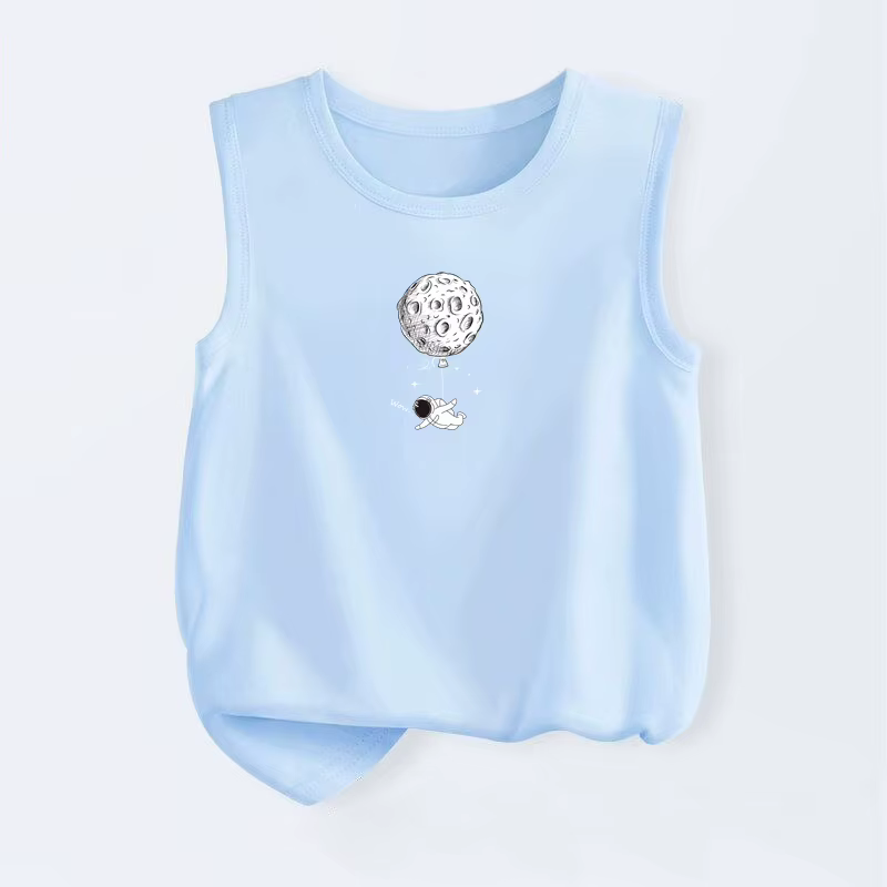 Débardeurs d'été respirants pour enfants, gilet design Spaceman pour bébés garçons, T-Shirt sans man