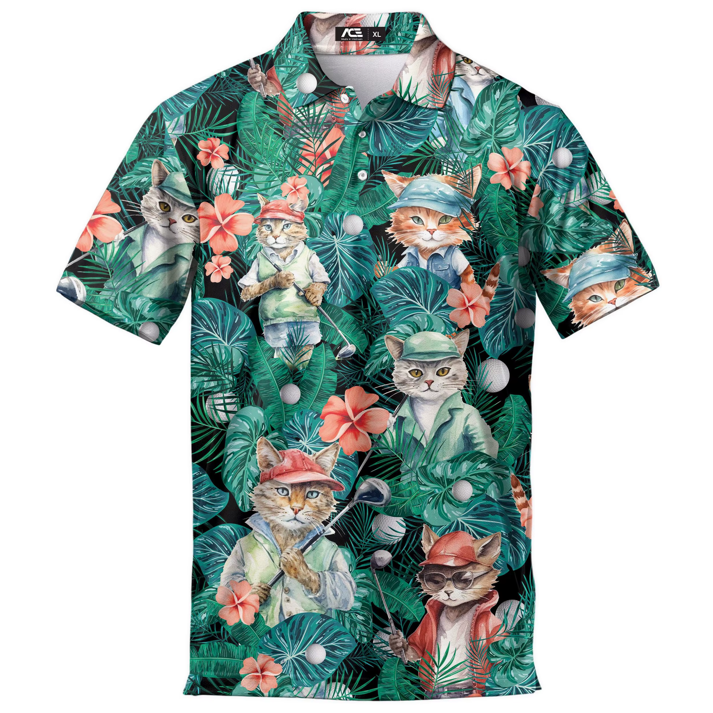 Polo chat noir pour hommes, chemise confortable à manches courtes, graphiques chats, vêtements respi