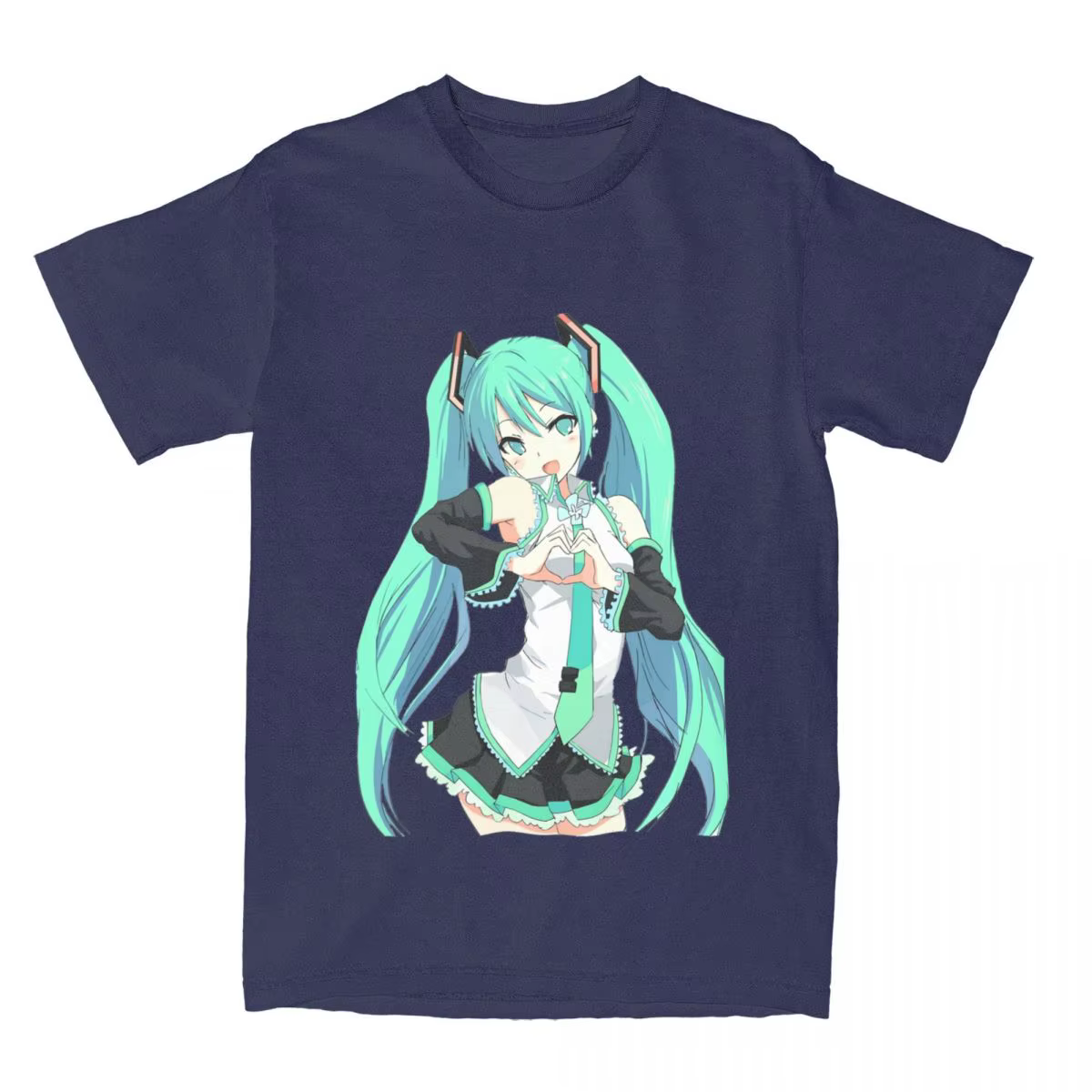 T-shirts Anime Hatsune Miku pour hommes et femmes, t-shirt Vintage en pur coton, col ras du cou, man