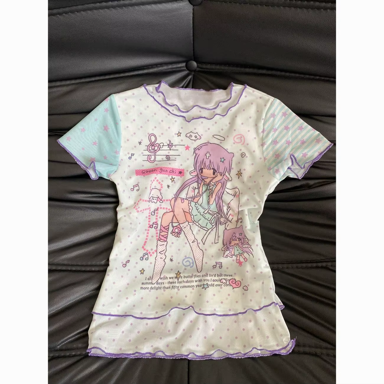 Kawaii T-shirt Femmes Y2k Récolte Hauts Rétro Subculture Imprimé Motif Col Rond Minceur Décontracté 