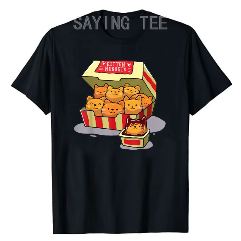 T-shirt jetable de pépites de chaton, cadeau d'amant de jeu de mots de nourriture, mignon, cool, mam