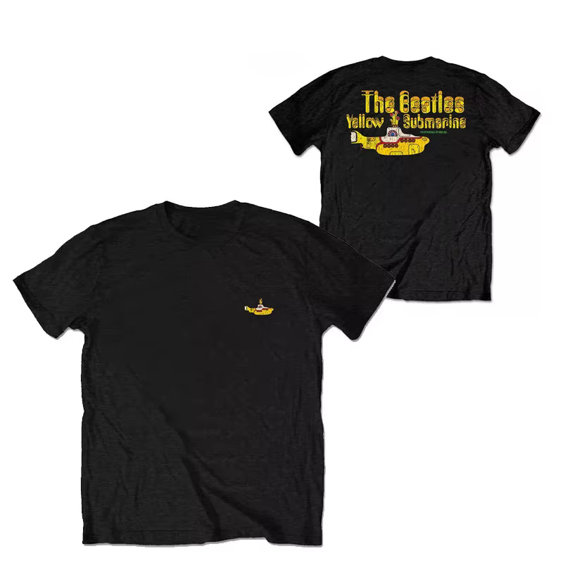 T-Shirt en coton avec image de la bande The Beatles Yellow Submarin, Streetwear d'été pour hommes et