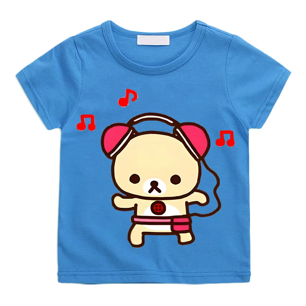 Dessin animé Rilakkuma T-shirt garçons filles enfants vêtements Hip Hop hauts manches courtes sport 