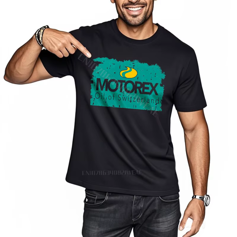 Homme t-shirt noir grande taille t-shirt Motorex Logo sur chemise col rond grande taille t-shirt Hip