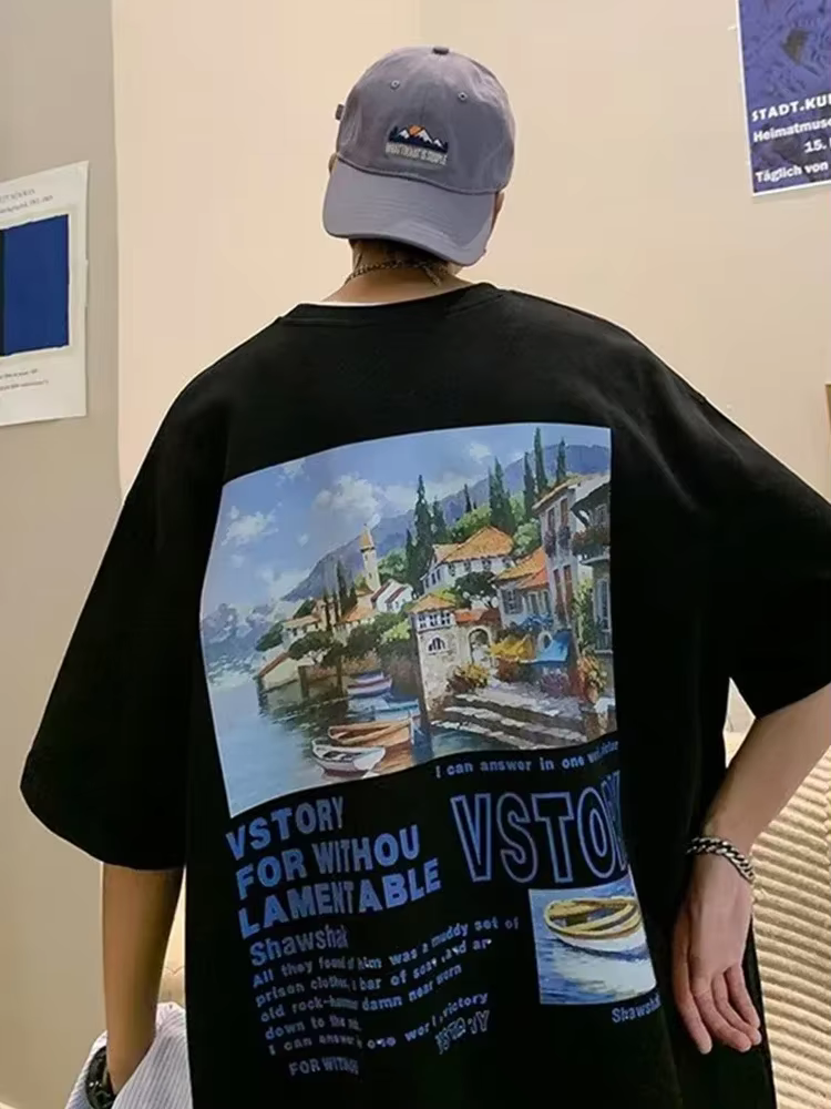 T-Shirt à Manches Courtes en Coton pour Homme, Streetwear, Surdimensionné, à la Mode, Y2K