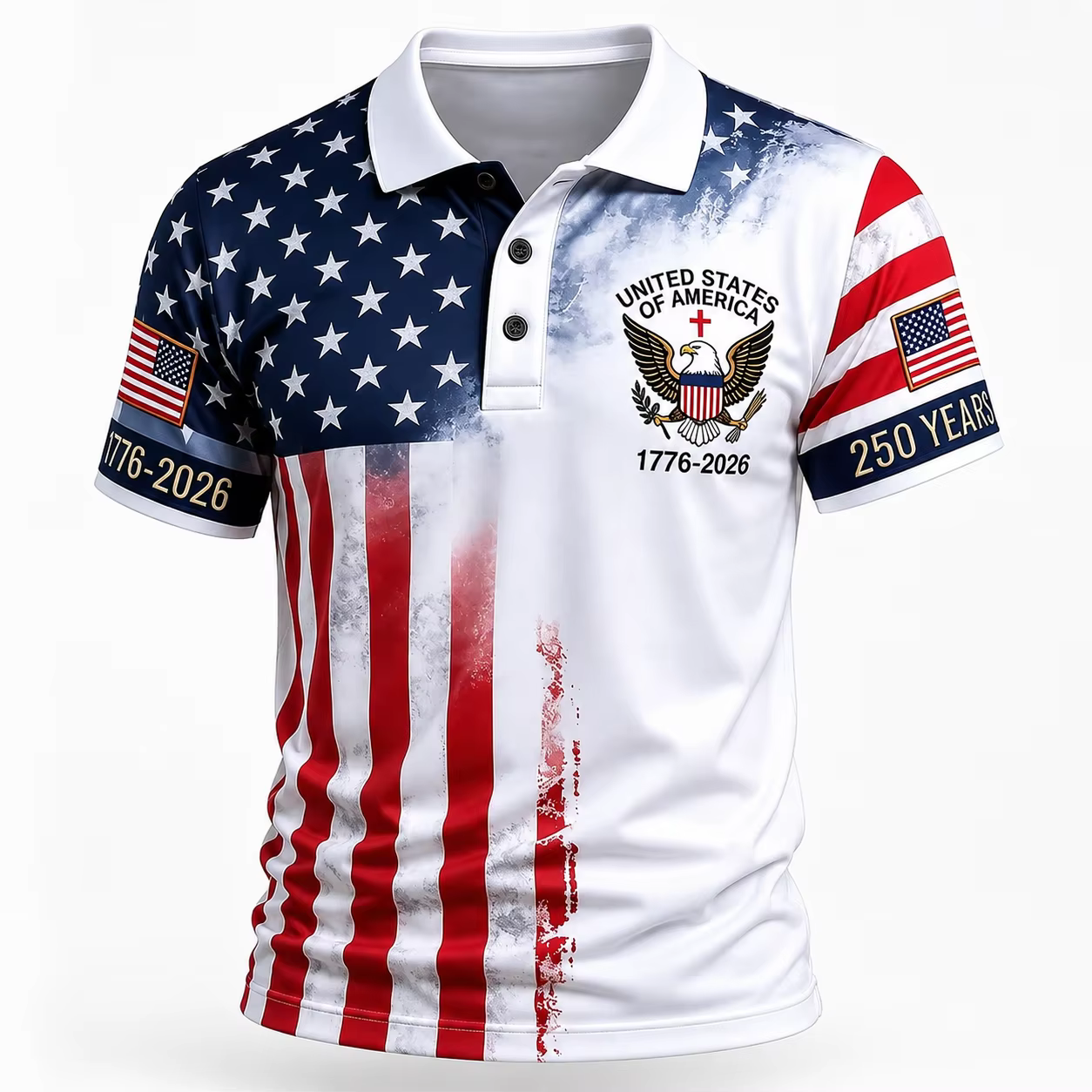 Polo à motif d'aigle pour le 250e anniversaire de la fondation des États-Unis 2026 - Cadeau pour pap
