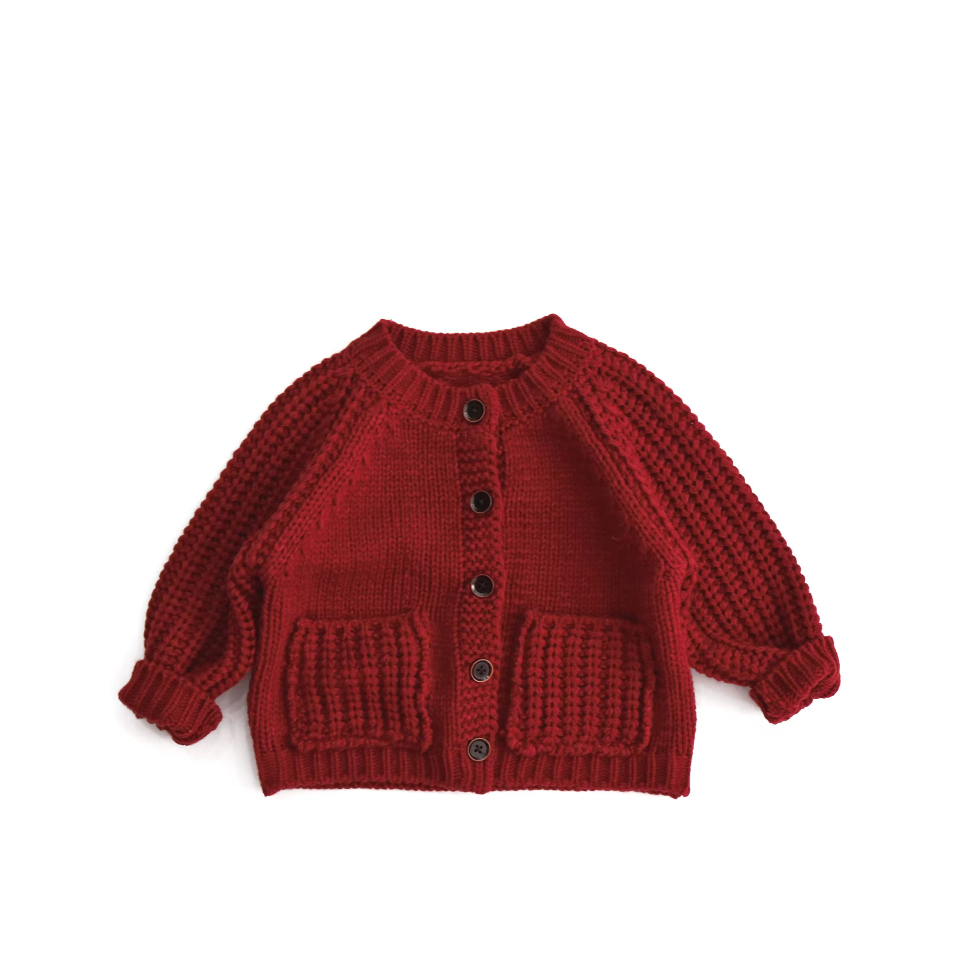 Vêtements de noël pour enfants de 1 à 7 ans, pulls rouges à col rond, simple poitrine, Cardigans en 
