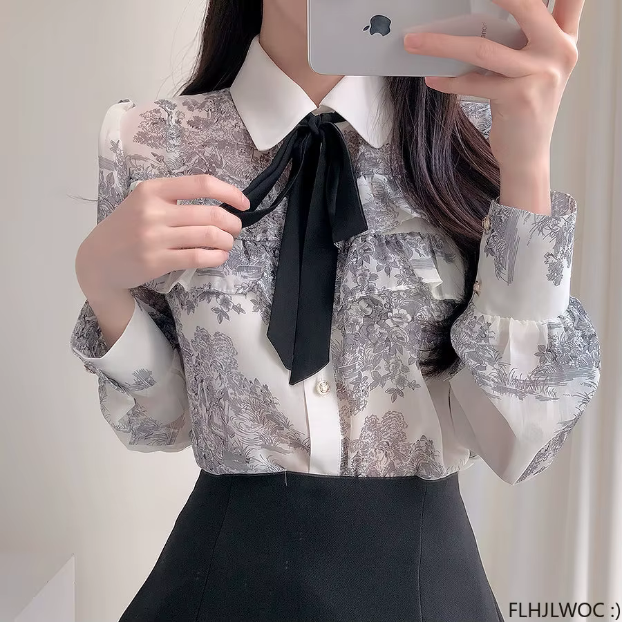 Femmes volants mignon noeud papillon hauts Style Preppy Vintage japonais corée Design bouton élégant