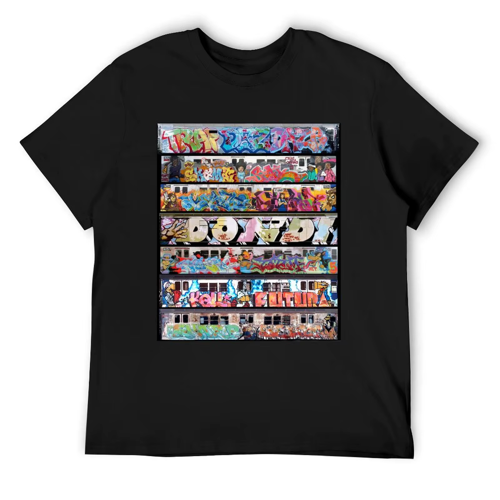 T-Shirt graffiti du métro de New York, noir, archive bleue, essentiel, pour hommes