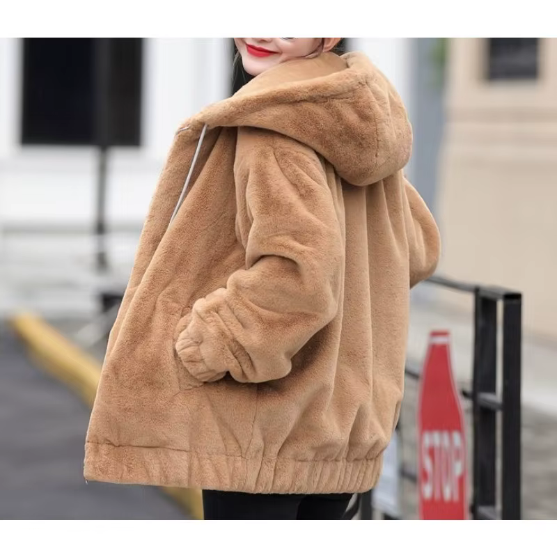 Veste à capuche en flanelle pour femme, moyenne et longue, ample, chaude, manches longues, courte, n
