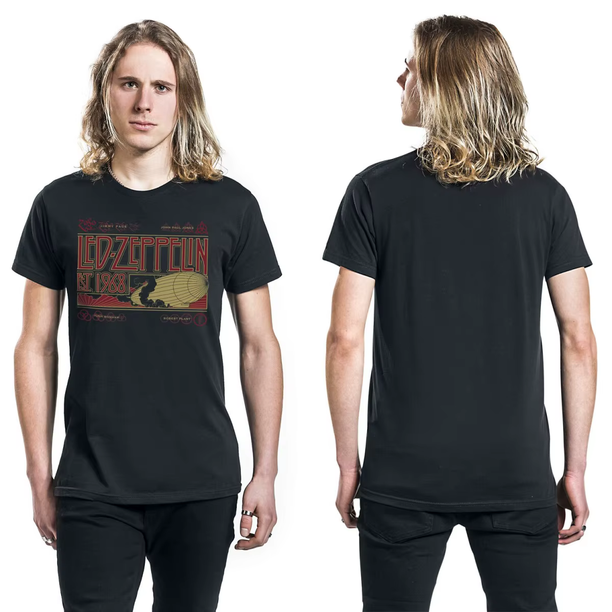 T-shirt en coton avec graphisme Led Zeppelin, unisexe, manches courtes, marque de mode, tee-shirt de