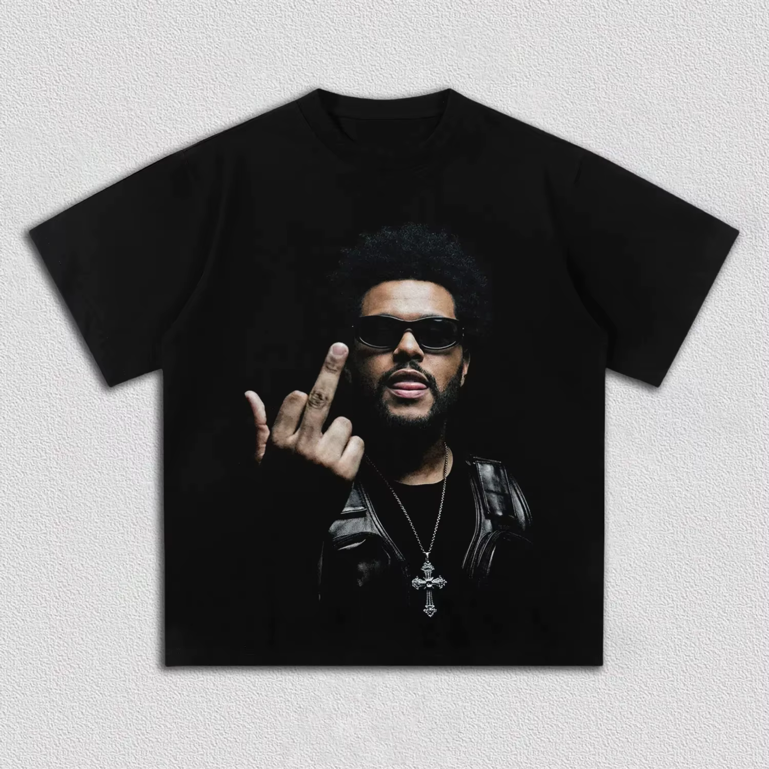 T-shirt vintage 2026 avec motif du doigt d'honneur du chanteur The Weeknd, 100% coton, unisexe, pour