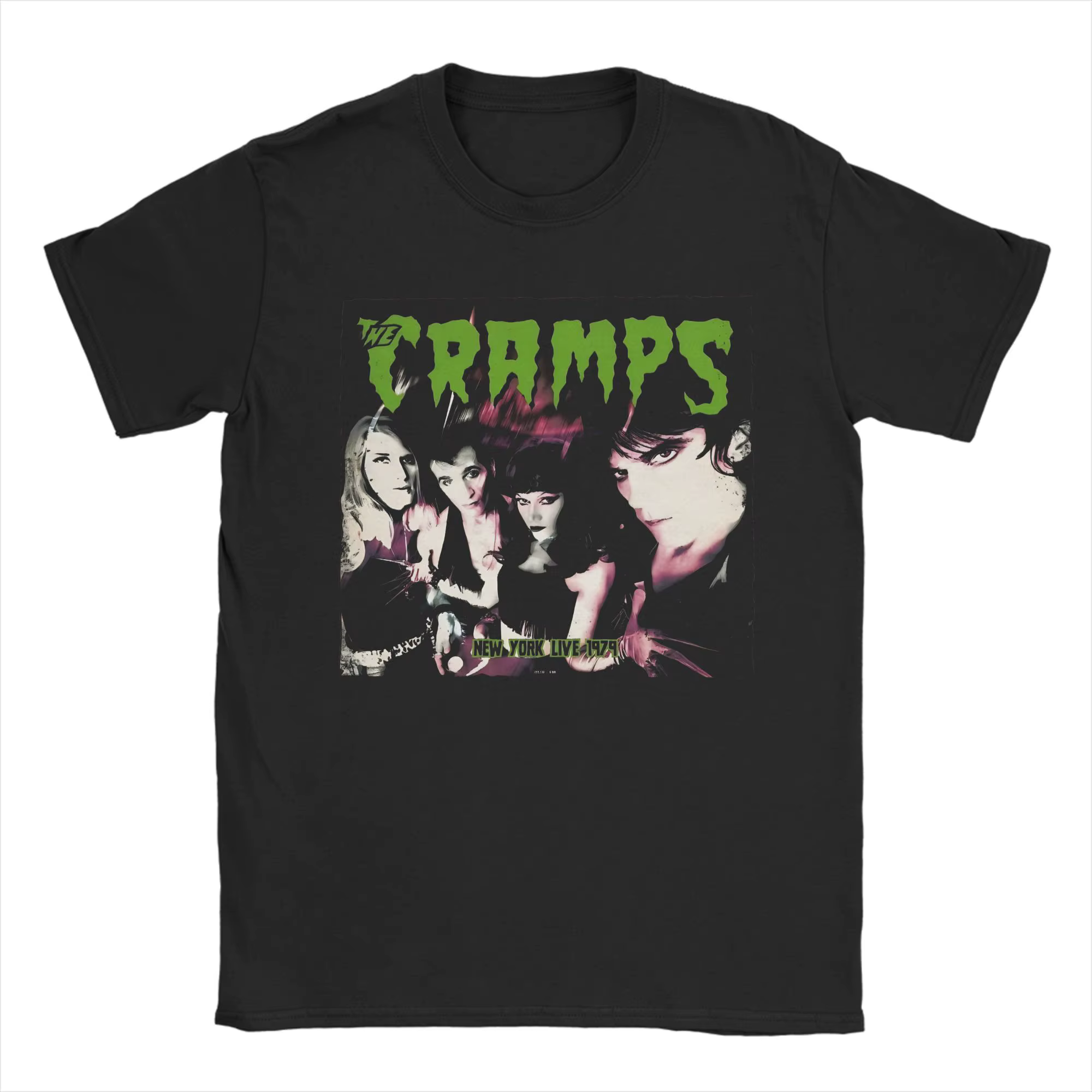 T-shirts pour hommes avec couverture d'album Funny Live in New York de The Cramps, col rond, 100% co