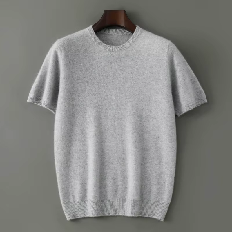 Lancement du nouveau produit: pull tricoté à manches courtes et col rond pour hommes, 100% laine mér