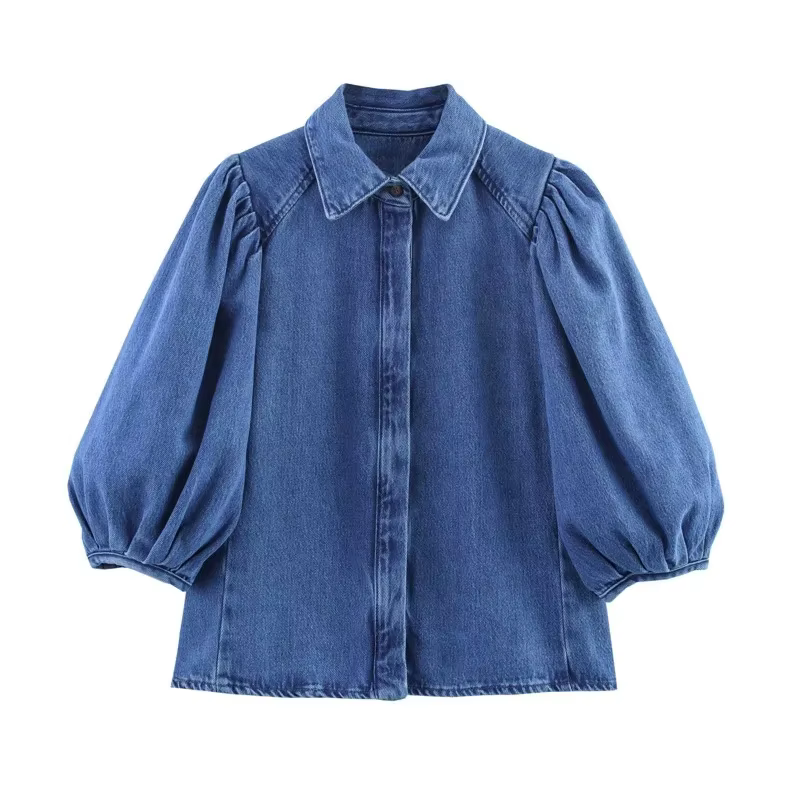 Kaopu printemps été 2025 mode rétro décontracté chemise pour femme Design Simple haut boutonné coton