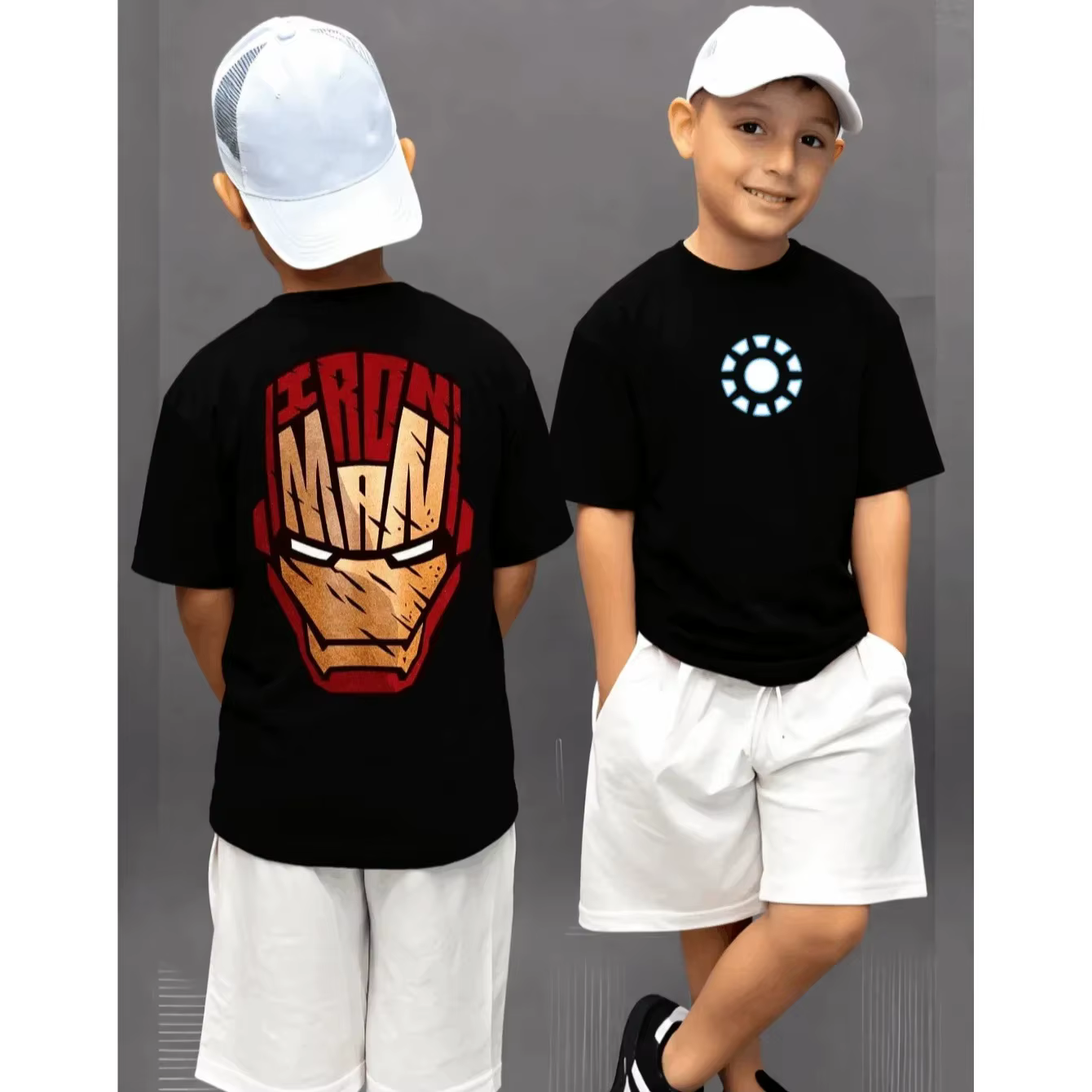 Marvel Iron Man T-shirt pour enfants, garçons et filles, t-shirt graphique de super-héros, en coton,