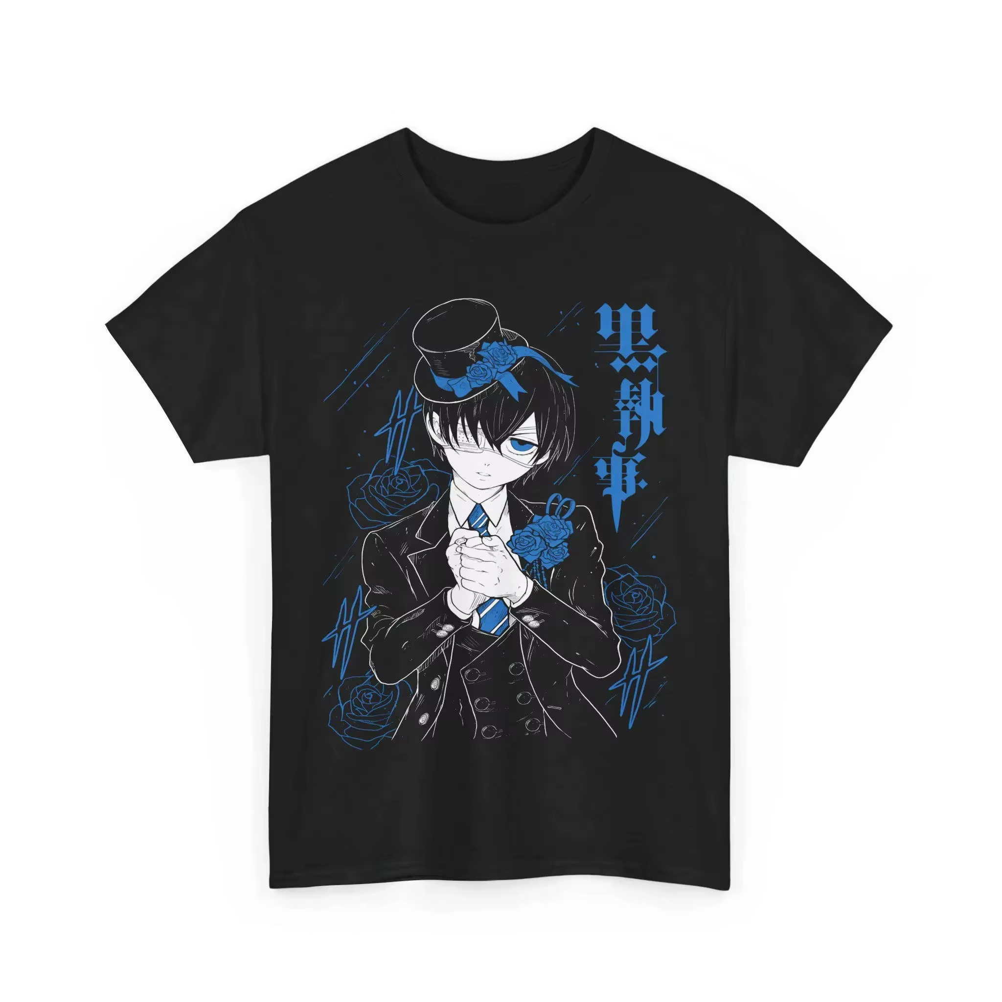 Anime noir majordome graphique 100% coton chemise hommes 2026 nouveau printemps été femmes chemises 