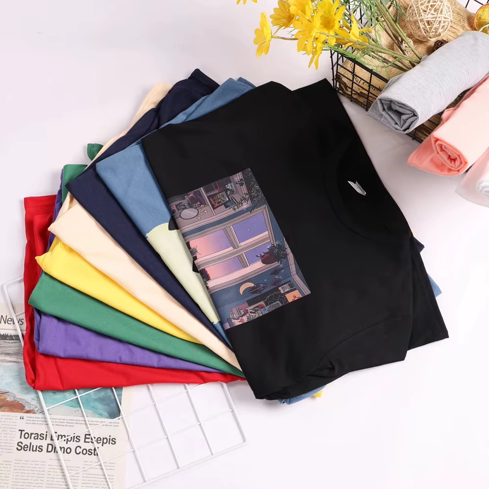 T-shirt à col rond pour femmes, lettres américaines, sensation d'étoiles et de rayures, t-shirts rét