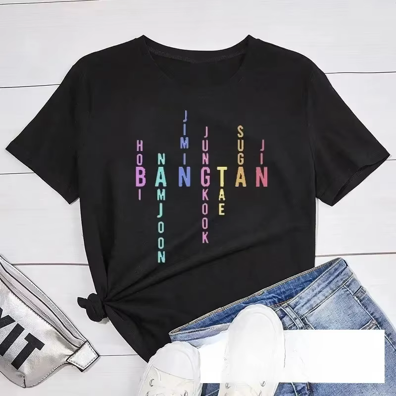 Nueva camiseta con imprimé de letras para mujer camiseta informal de moda versión coreana para mujer