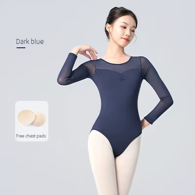 Justaucorps de ballet à manches longues avec maille, vêtements de danse de gymnastique coupe haute p
