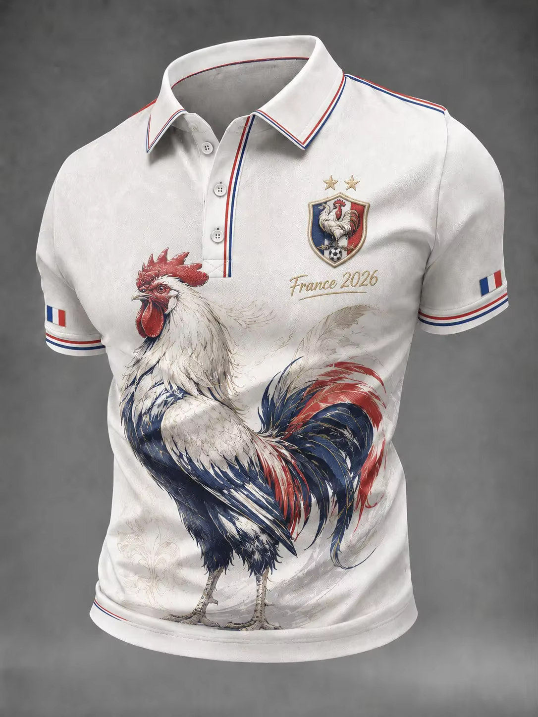 Polo de football pour supporters français édition 2026 - Impression 3D - Tendance et confortable - C