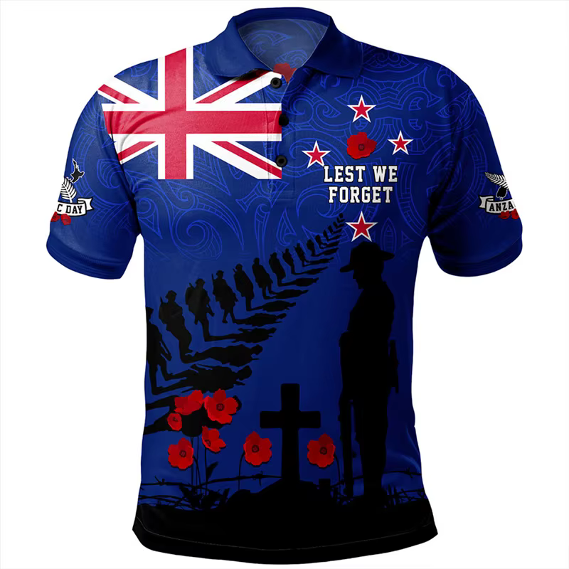 Anzac Day Polo pour hommes Lest We Forget revers manches courtes chemises de Golf australie nouvelle
