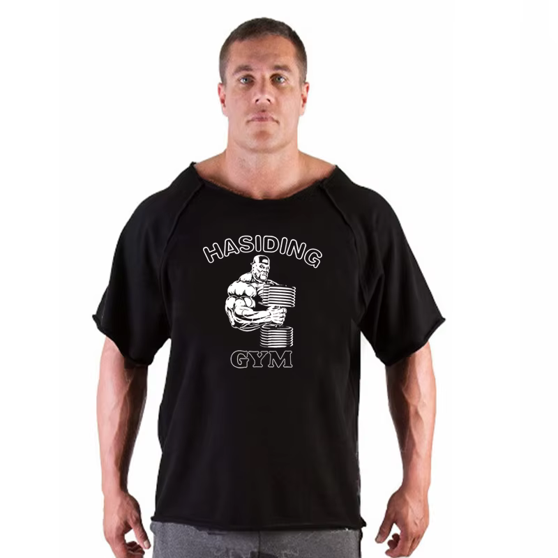 T-shirt de sport en coton pour homme, maillot de course, t-shirt d'entraînement respirant, t-shirt d