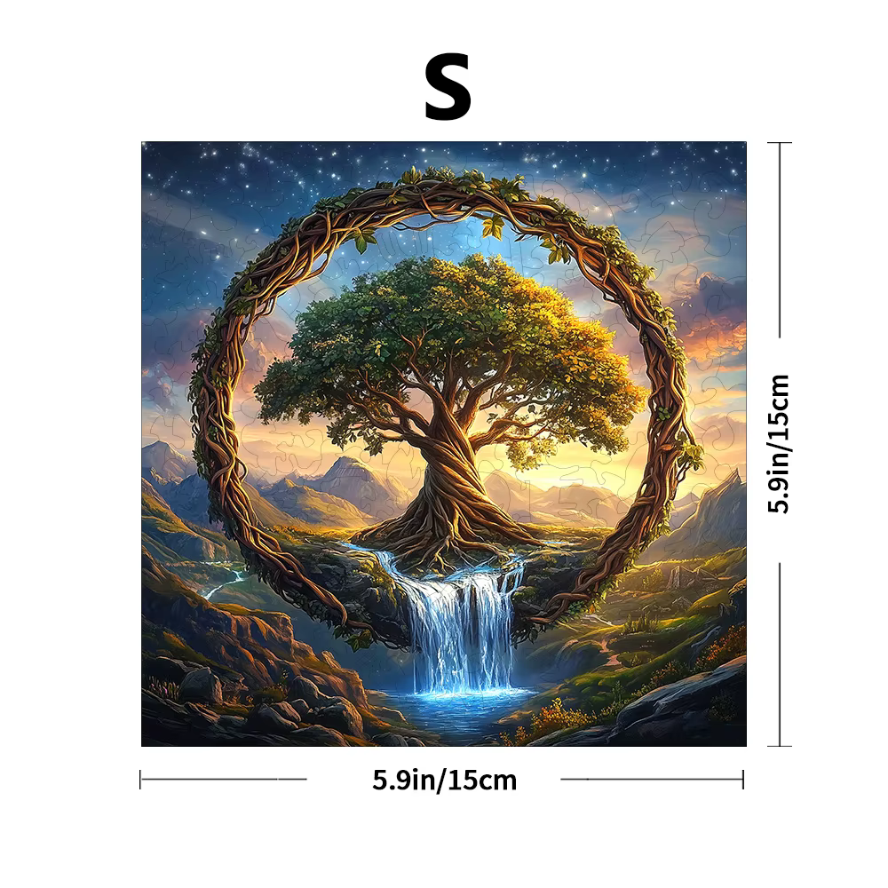Puzzle en bois de rivière cascade arbre de vie pour adultes |   Jeu familial créatif irrégulier de f