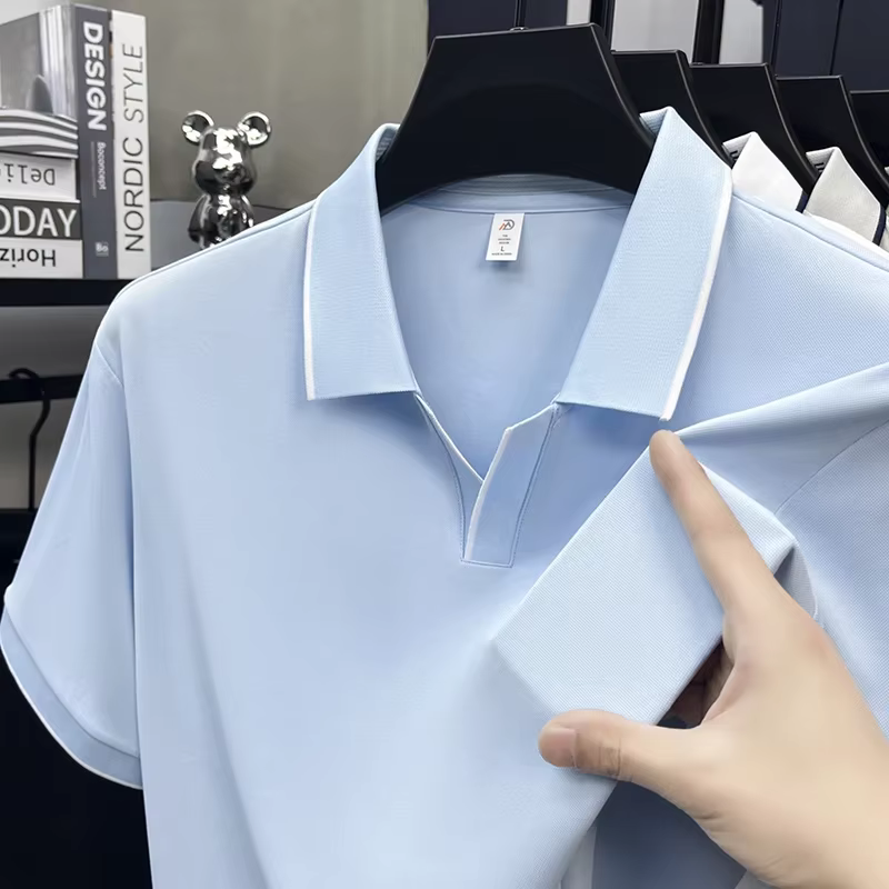 Chemises polo à manches courtes pour hommes, coupe classique, décontractées, à col, t-shirts doux et