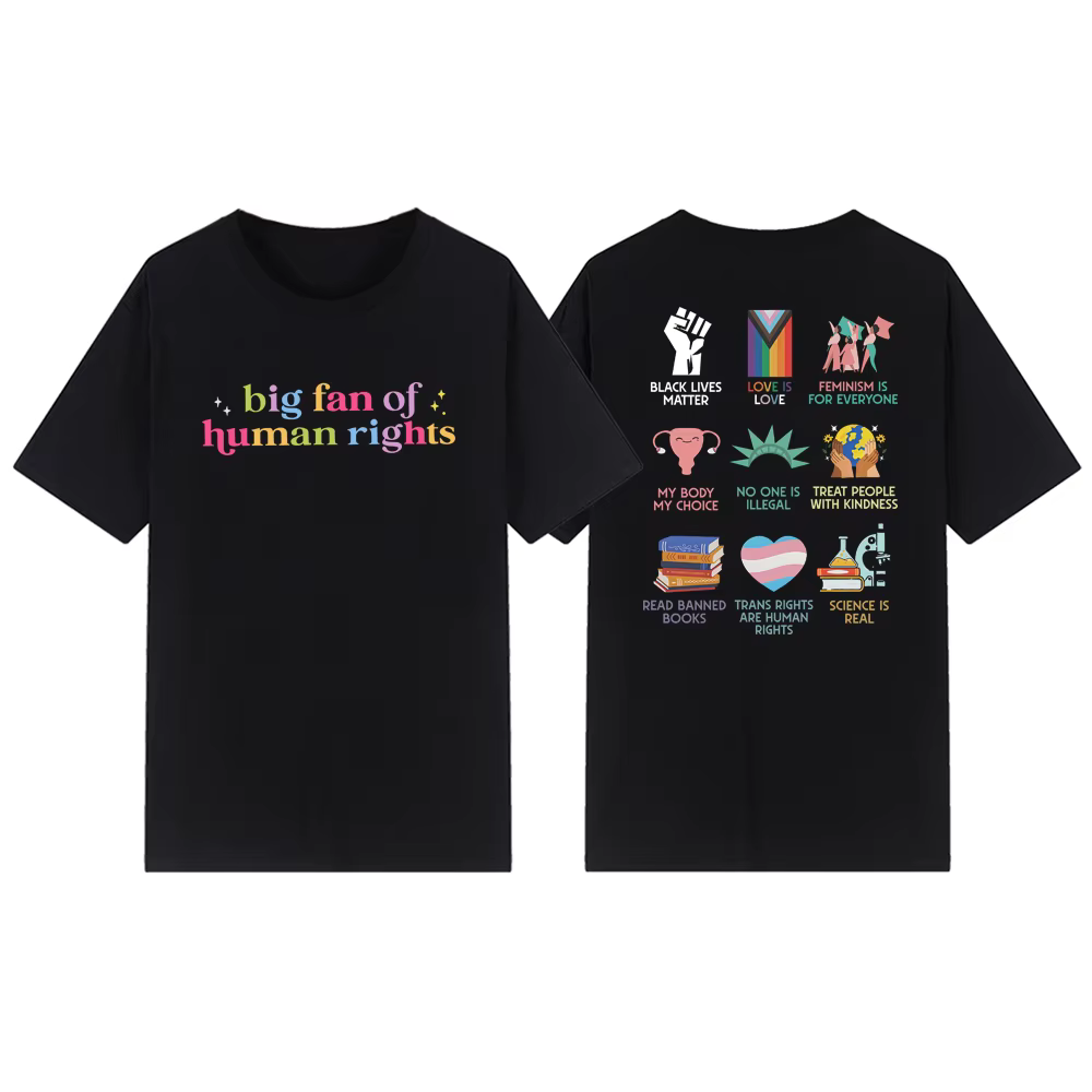 T-shirt « Grand fan des droits humains », haut unisexe à manches courtes, cadeau pour les acteurs de