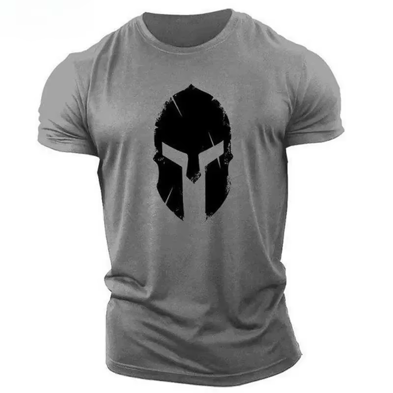 T-shirt pour homme imprimé en 3D avec casque de Sparte, pour les sports et la remise en forme en ple