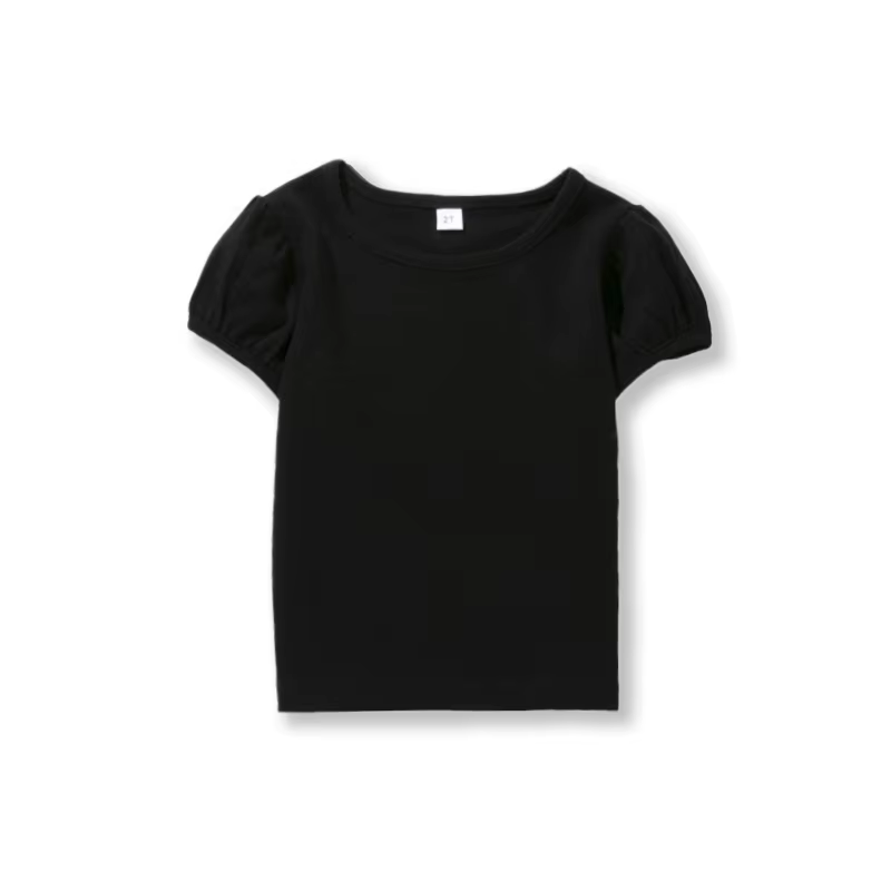 Filles 100% coton à manches courtes été bouffée t-shirts pour l'école et le jeu enfant en bas âge ad