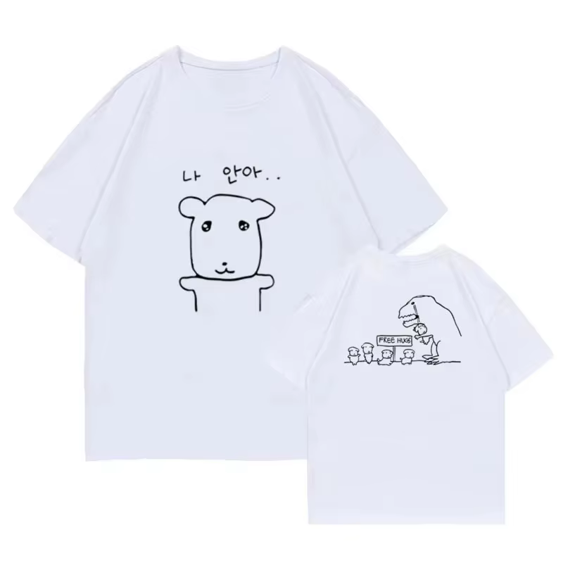 T-shirt mignon à col rond pour femmes, avec motif Harajuku amusant, manches courtes, haut confortabl
