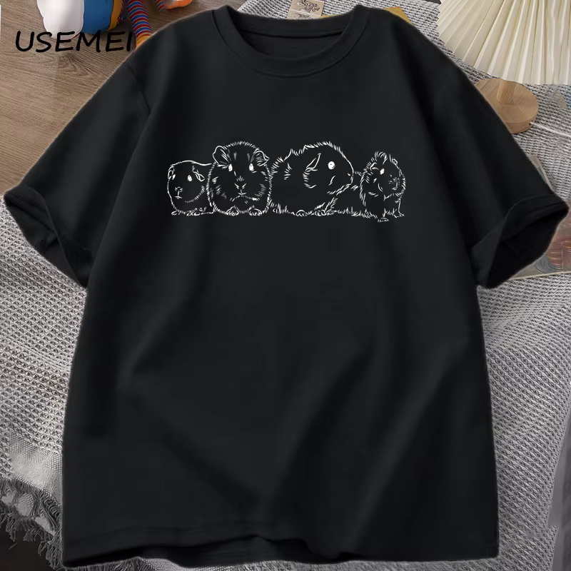 Cochon d'Inde T-Shirt homme à manches courtes coton T-Shirt casual col rond surdimensionné T-Shirt h