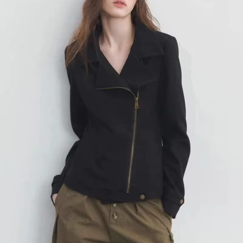 Veste en cuir vintage américaine à manches longues, double fermeture éclair, patchwork, streetwear p